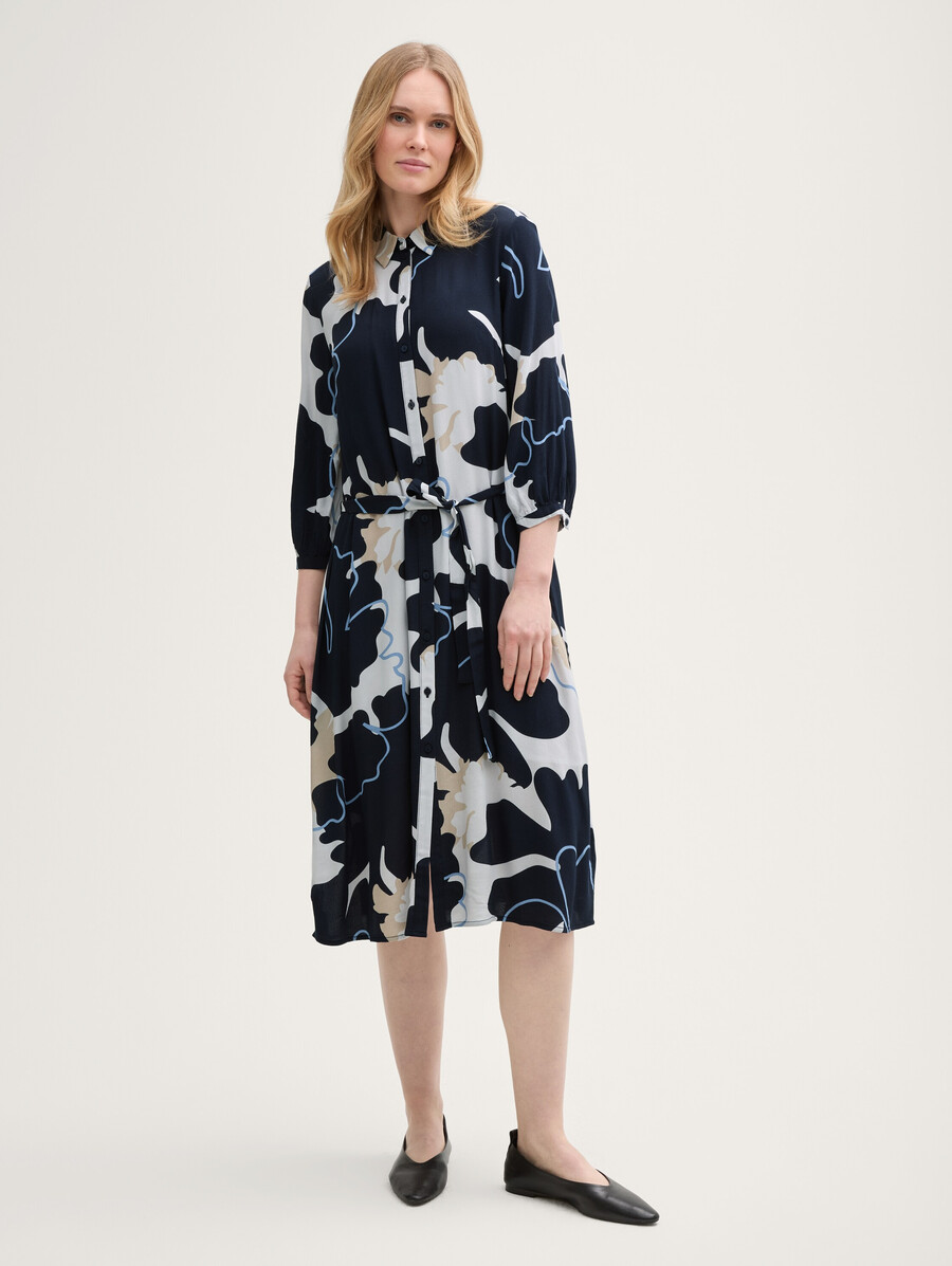 vestido blusa midi con cinturón