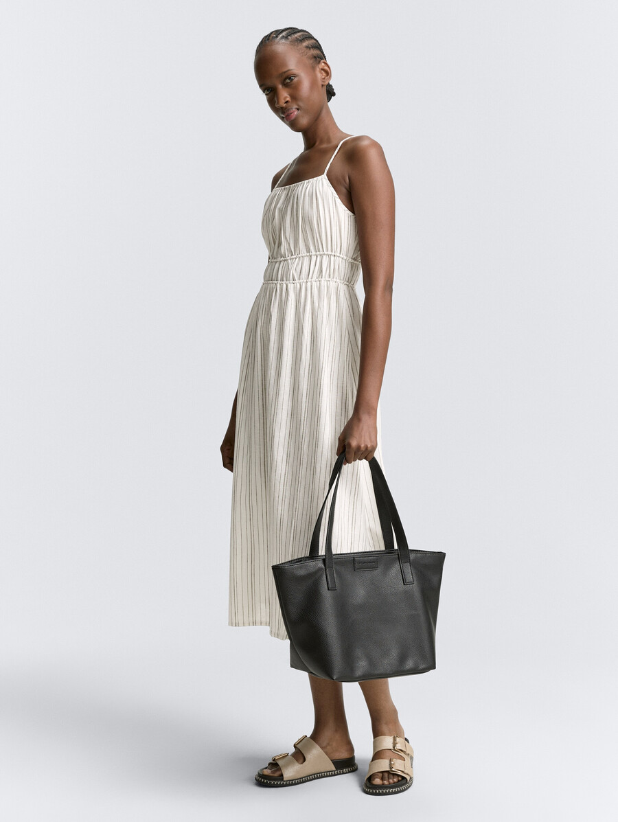 vestido midi de tirantes con lino