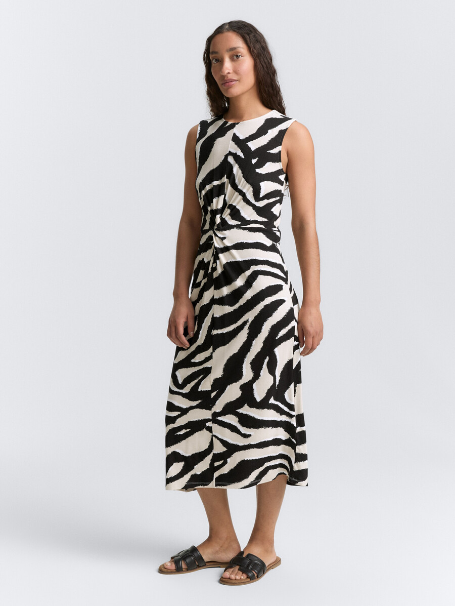 vestido midi de jersey con detalle de nudo