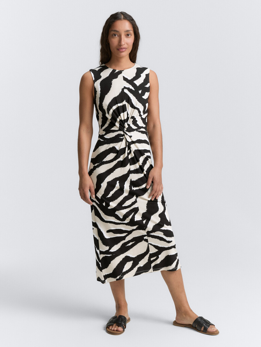 vestido midi de jersey con detalle de nudo