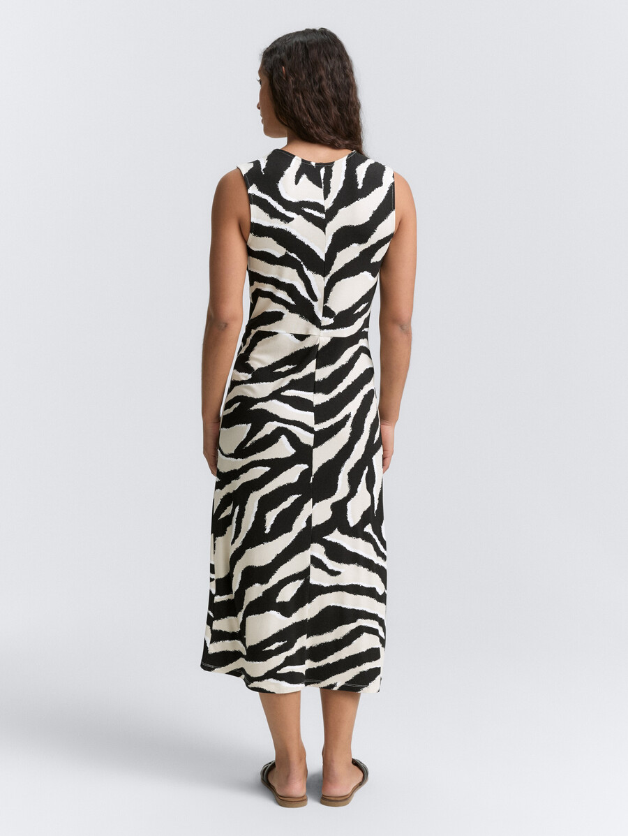 vestido midi de jersey con detalle de nudo