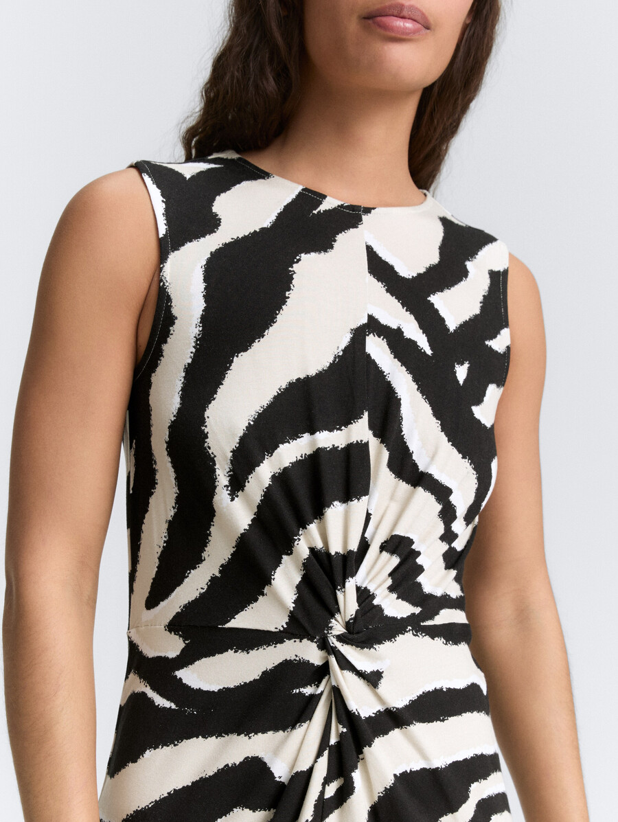 vestido midi de jersey con detalle de nudo