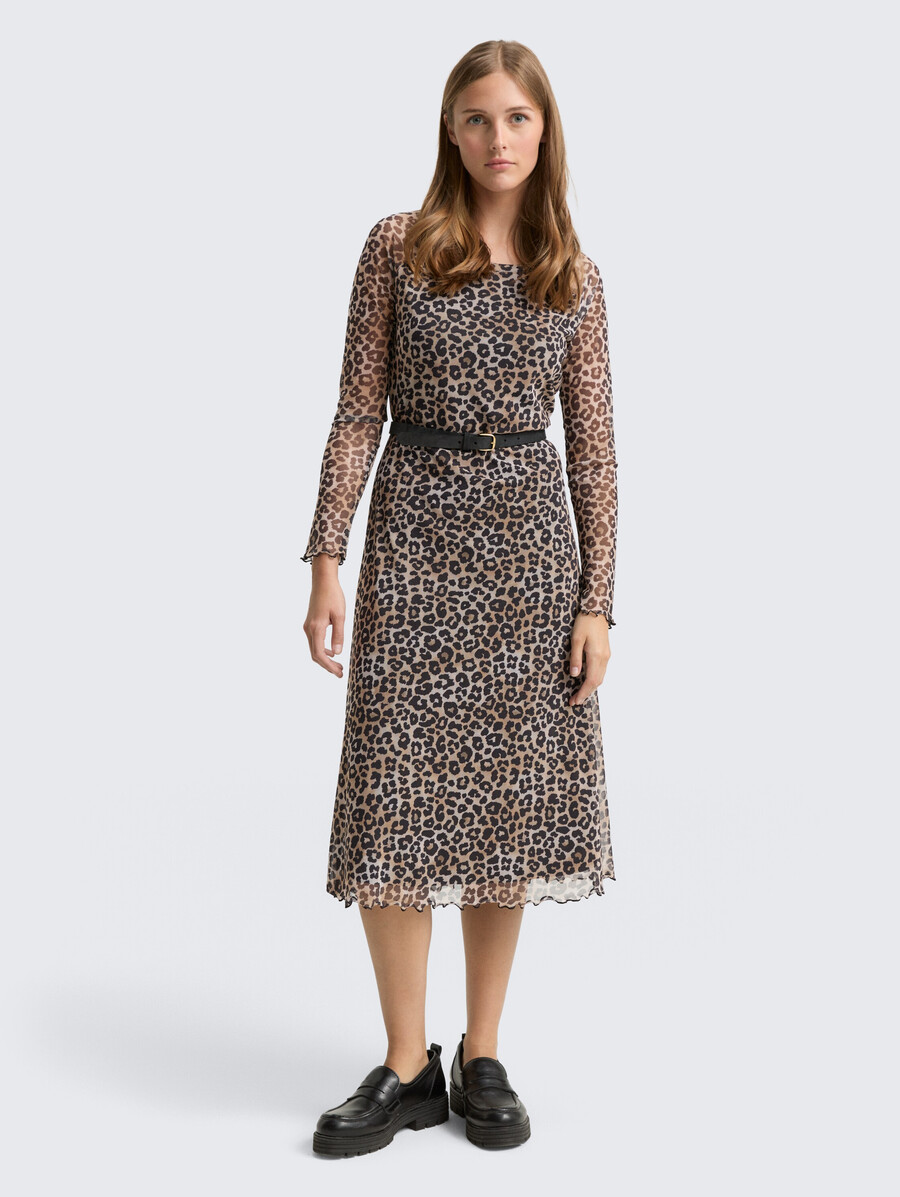 vestido midi de malla con estampado