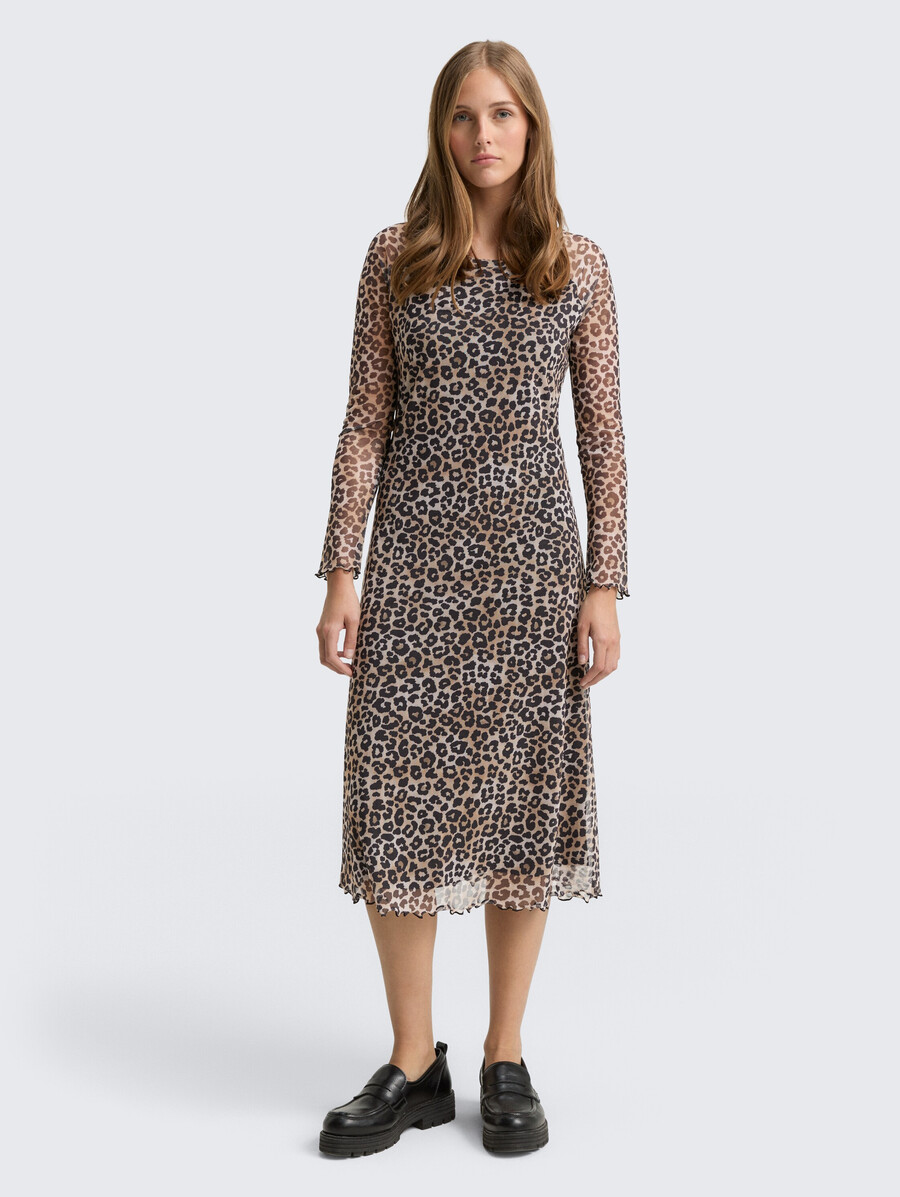 vestido midi de malla con estampado