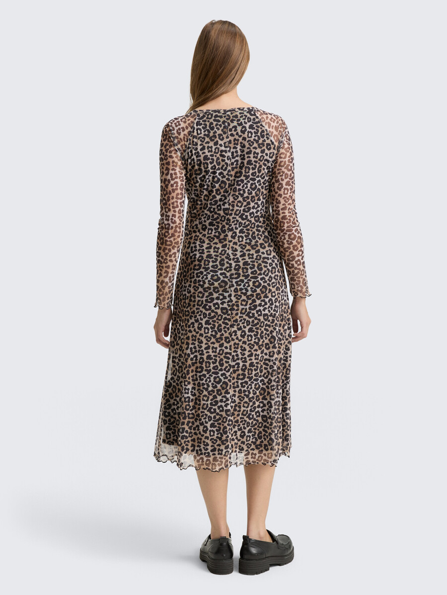 vestido midi de malla con estampado