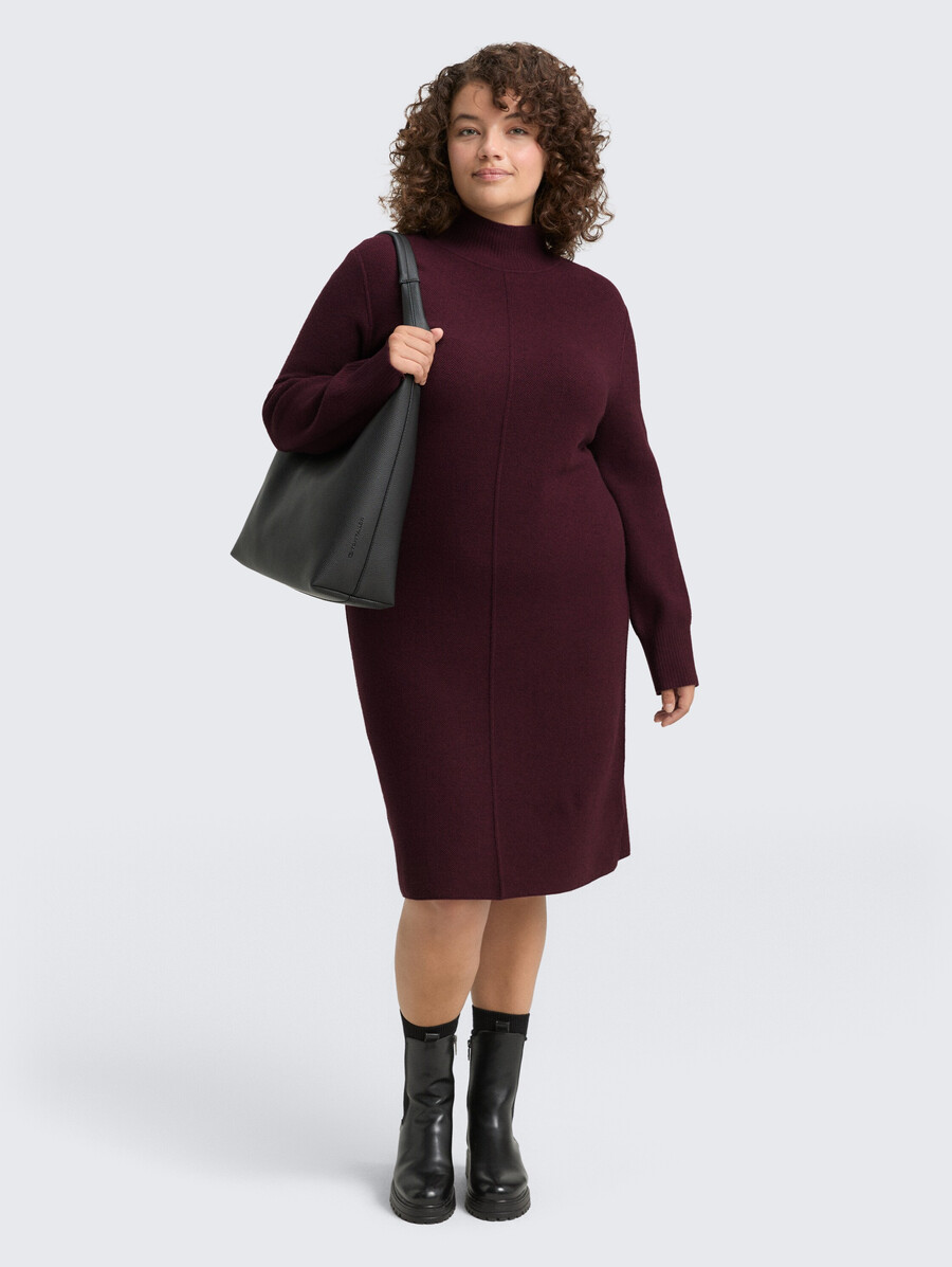 talla grande - vestido de punto con cuello alto