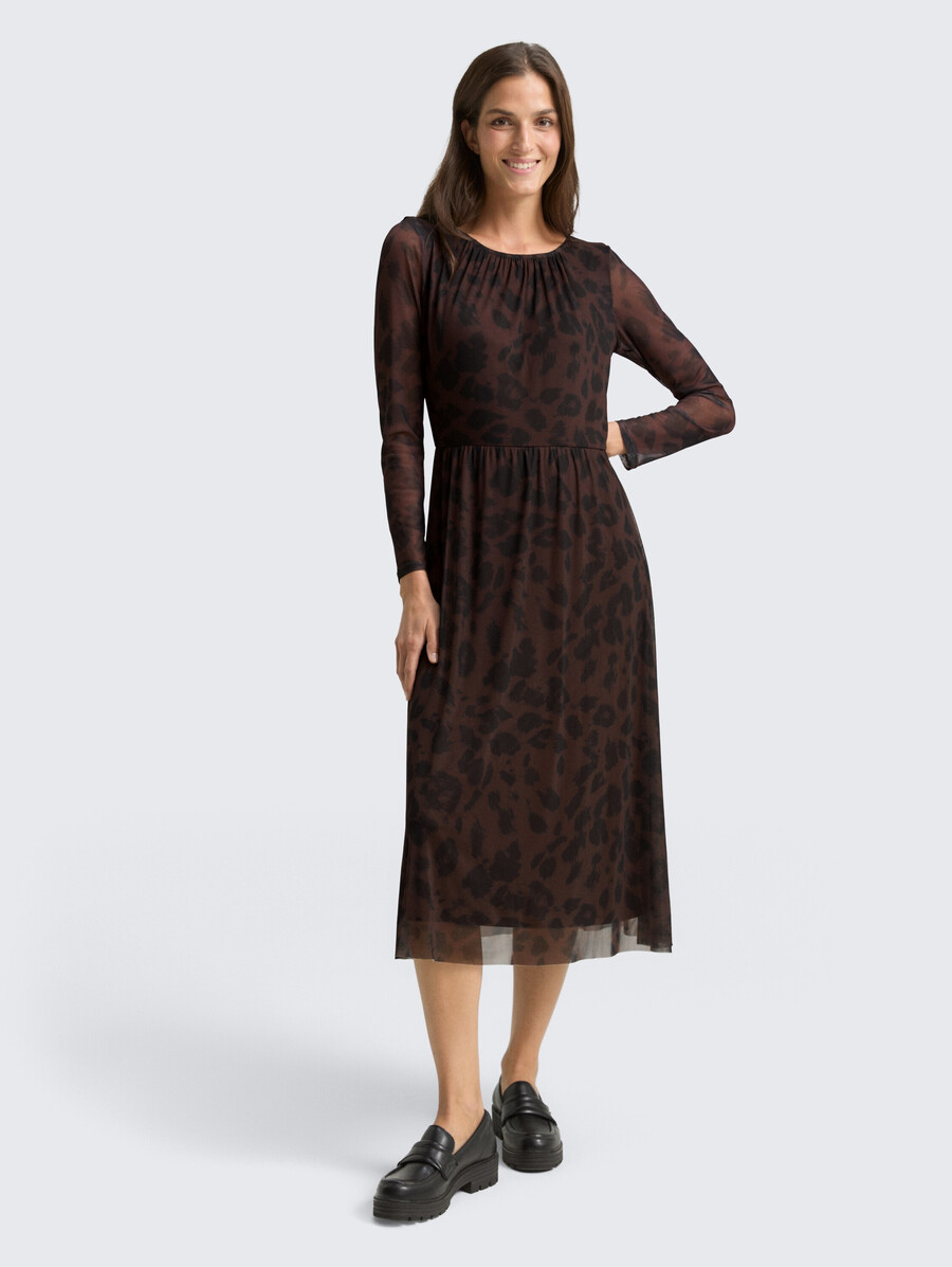 vestido midi de malla con estampado
