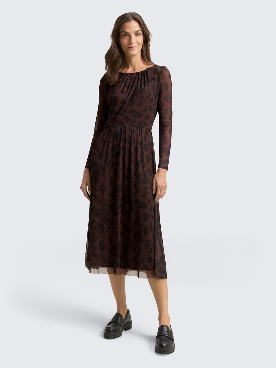 vestido midi de malla con estampado