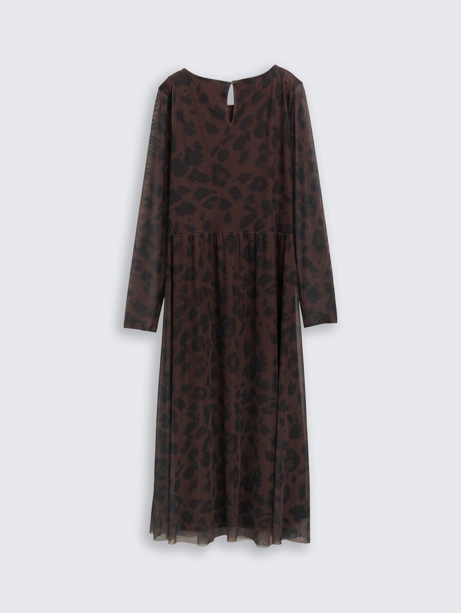 vestido midi de malla con estampado