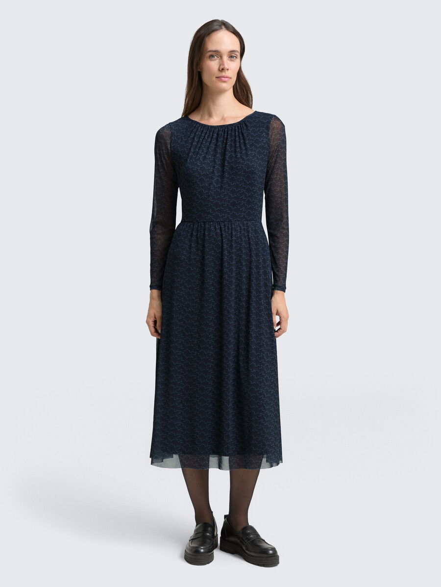 vestido midi de malla con estampado