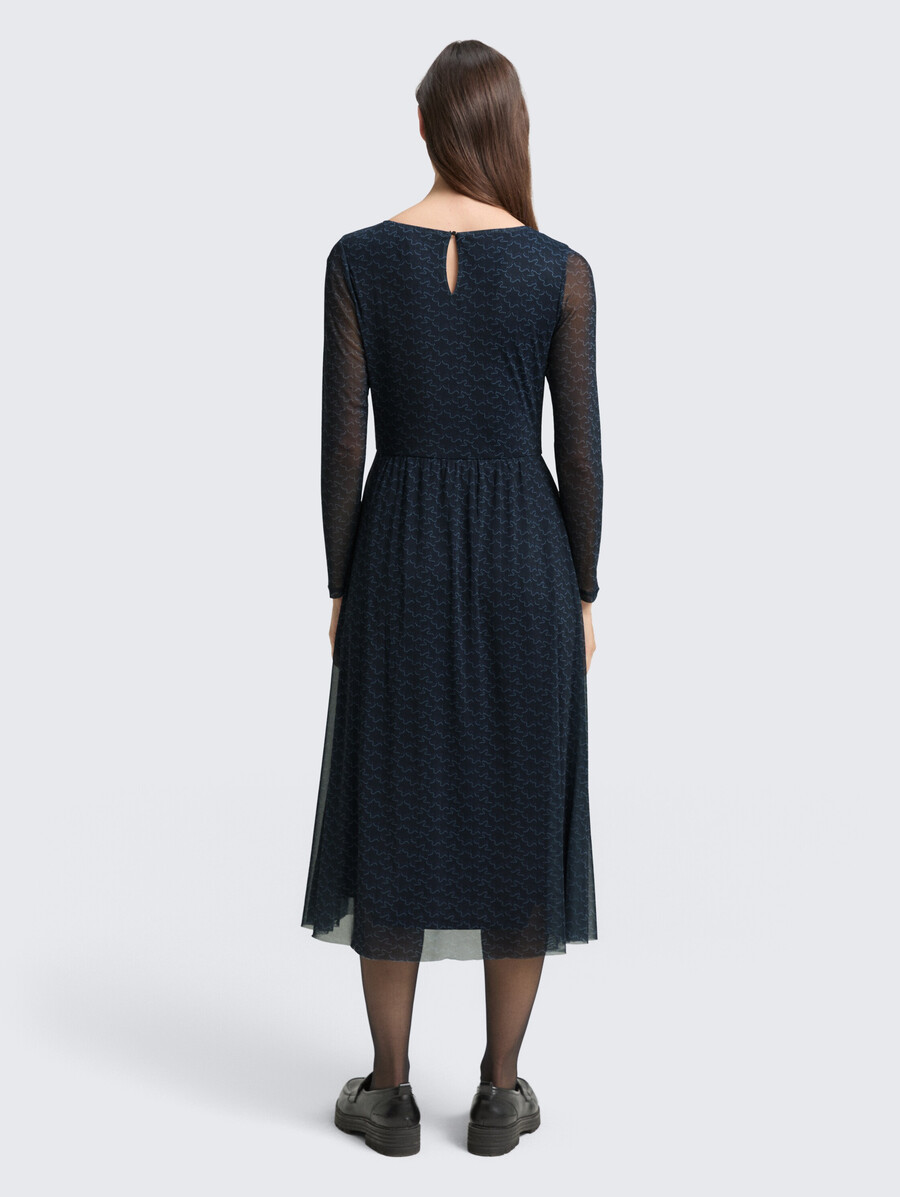 vestido midi de malla con estampado