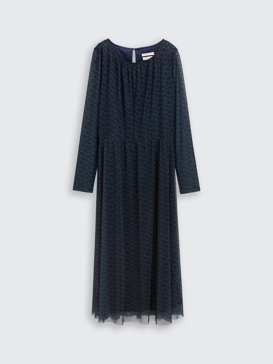 vestido midi de malla con estampado
