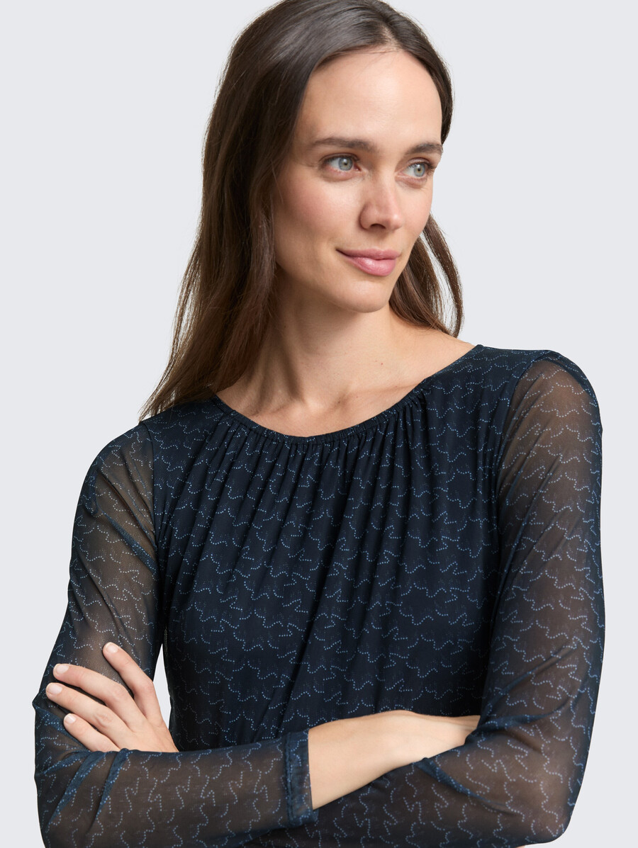 vestido midi de malla con estampado