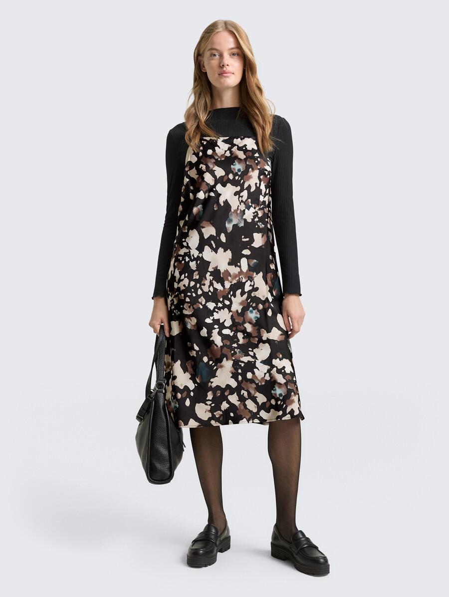 vestido midi de satén con estampado