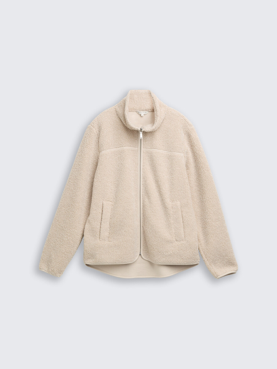 chaqueta deportiva de peluche con cuello alto